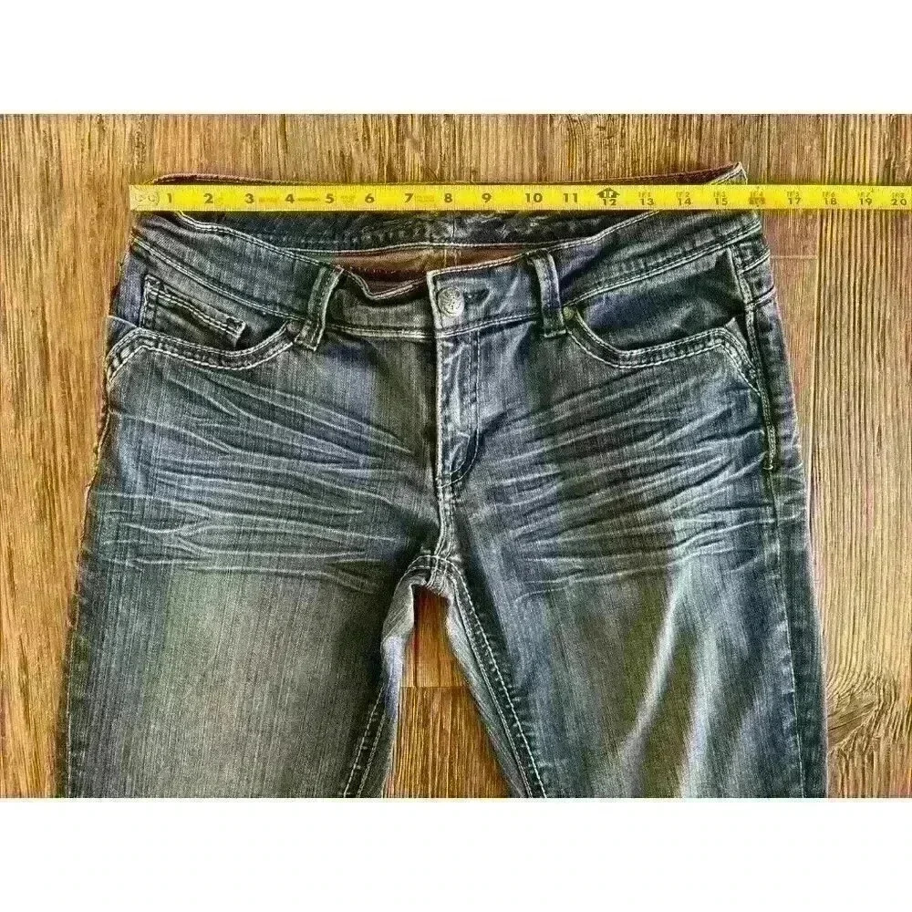 Seven 7 Jeans Womens Size 30 Blue Denim Whiskering Skinny Low-to-Mid Rise - Picture 8 of 12